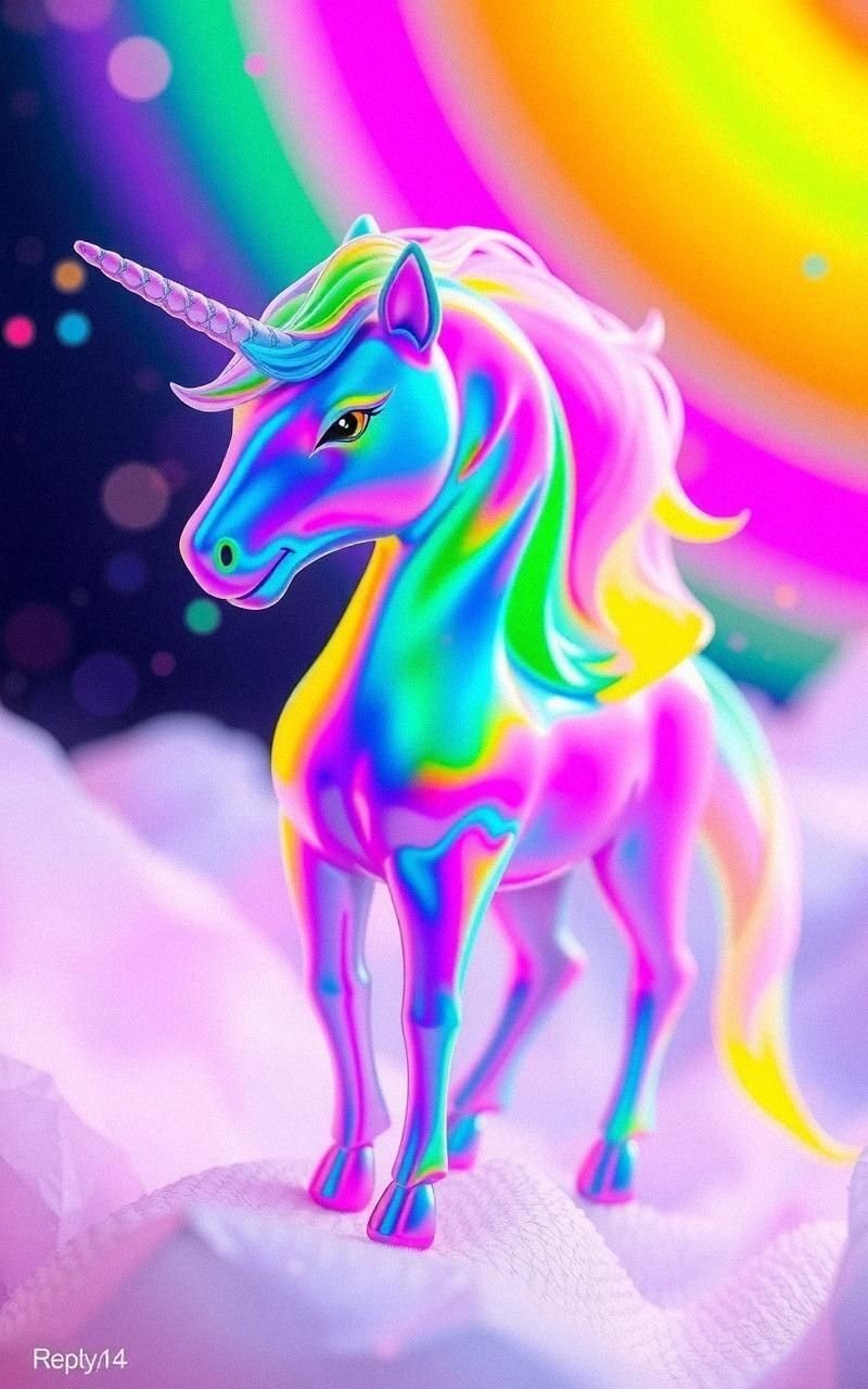 Iridescent Unicorn With Rainbow Aura