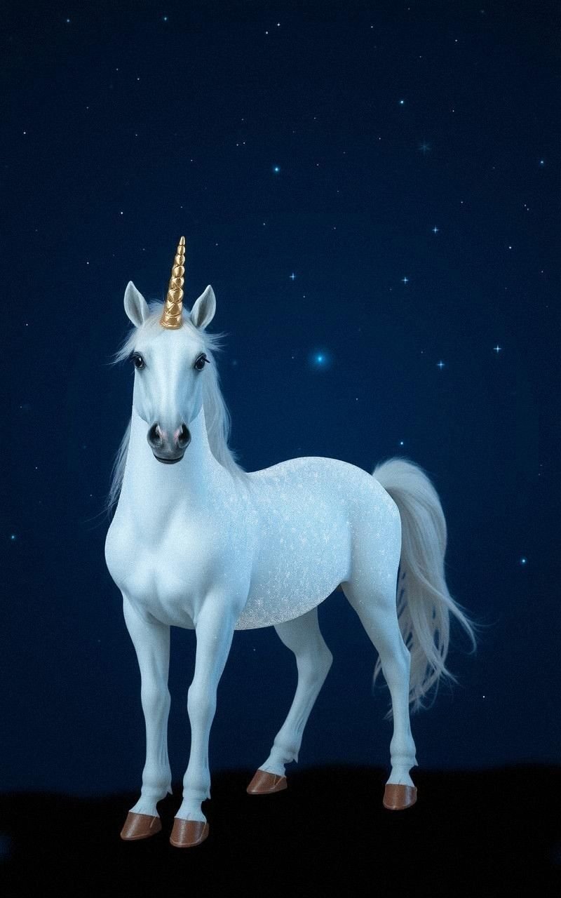 Sparkling Unicorn Under A Starry Night Sky