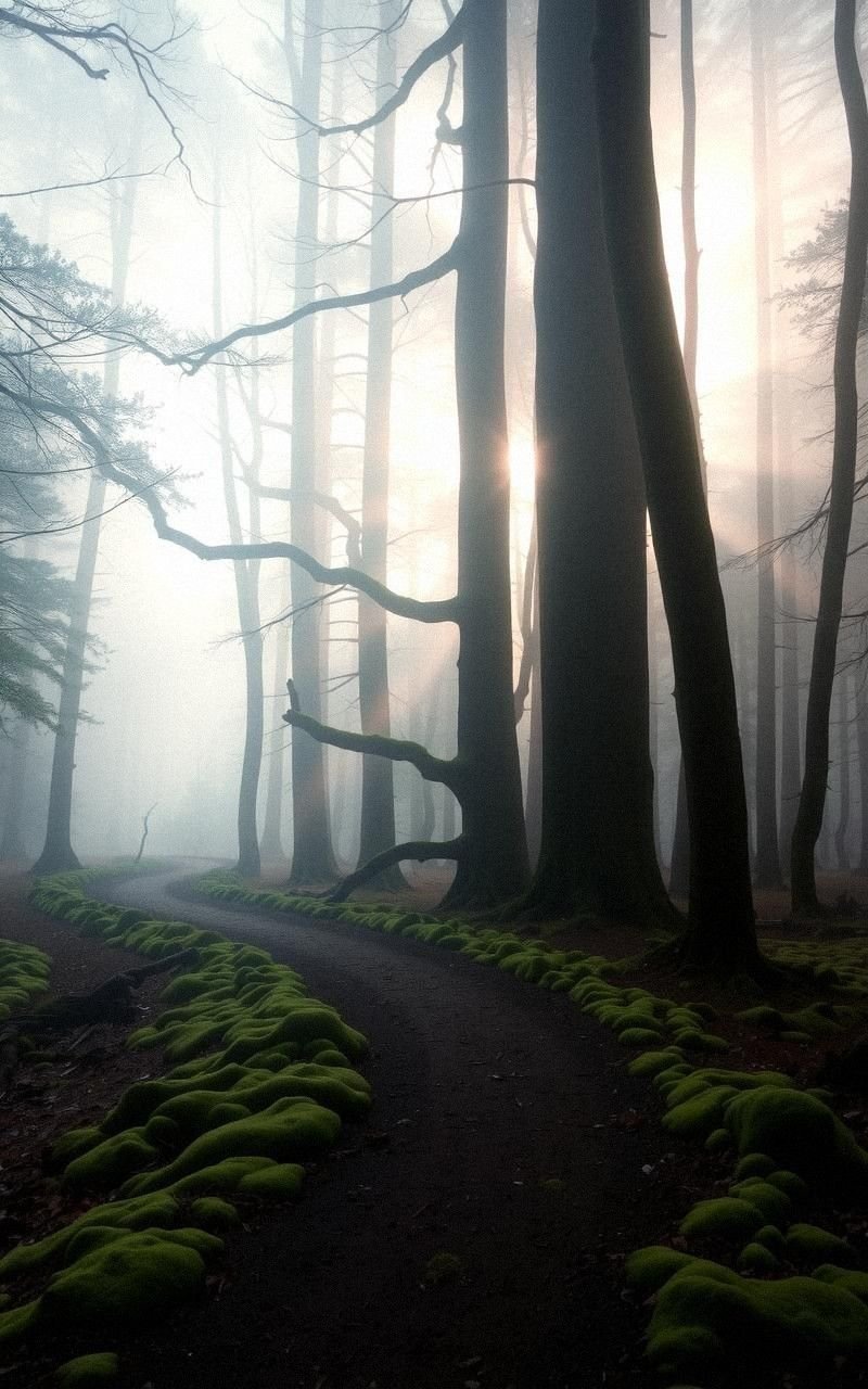 Enchanted Morning Mist on a Winding Trail