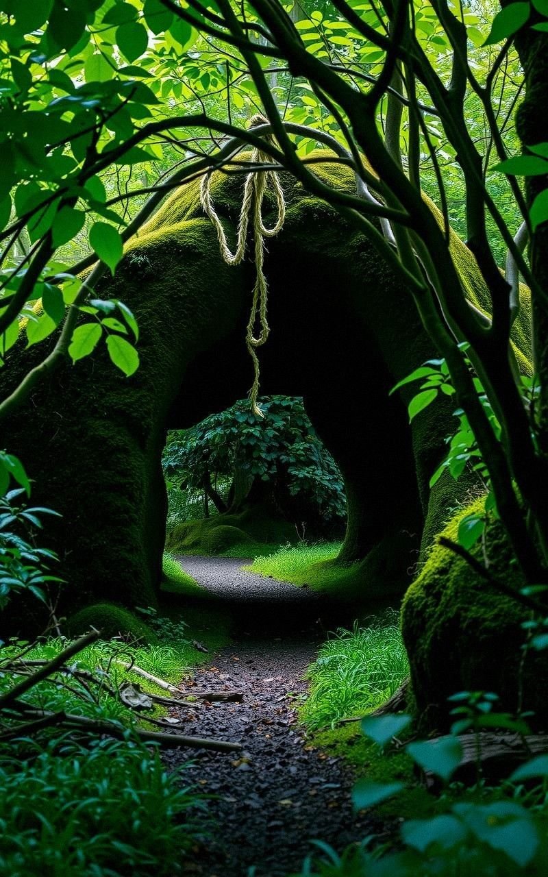 Mossy Archway Over a Hidden Forest Path