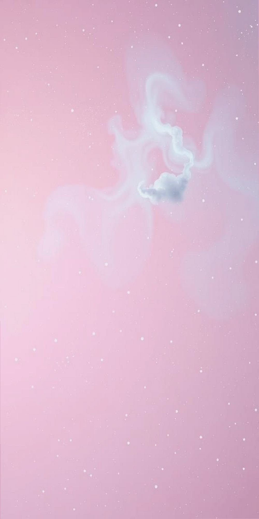 Baby Pink Starfield with Gentle Blue Nebula Clouds