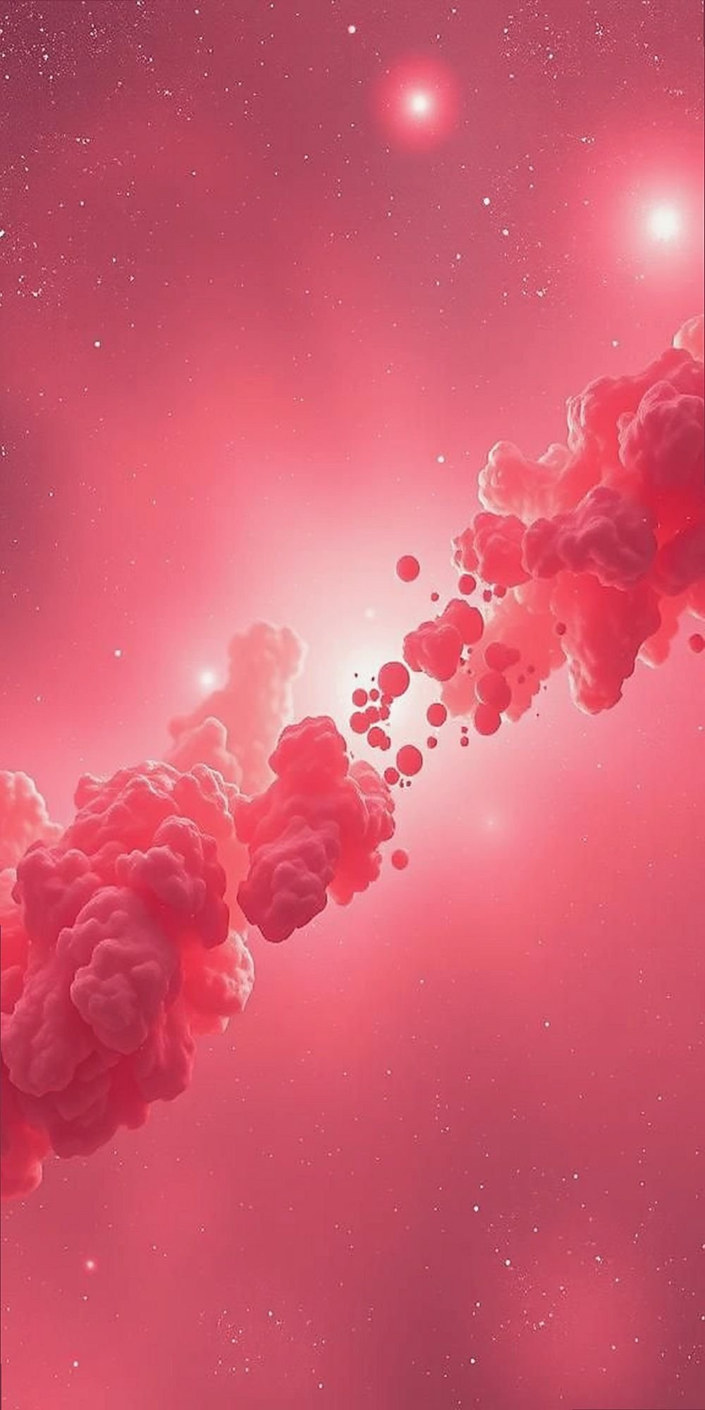 Coral Pink Galaxy with Soft Glowing Nebulae