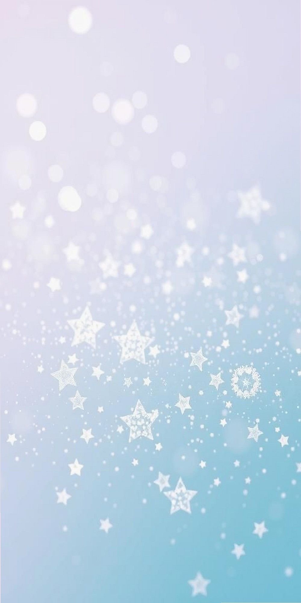 Icy Mint and Lavender Galaxy with Glittering Stars