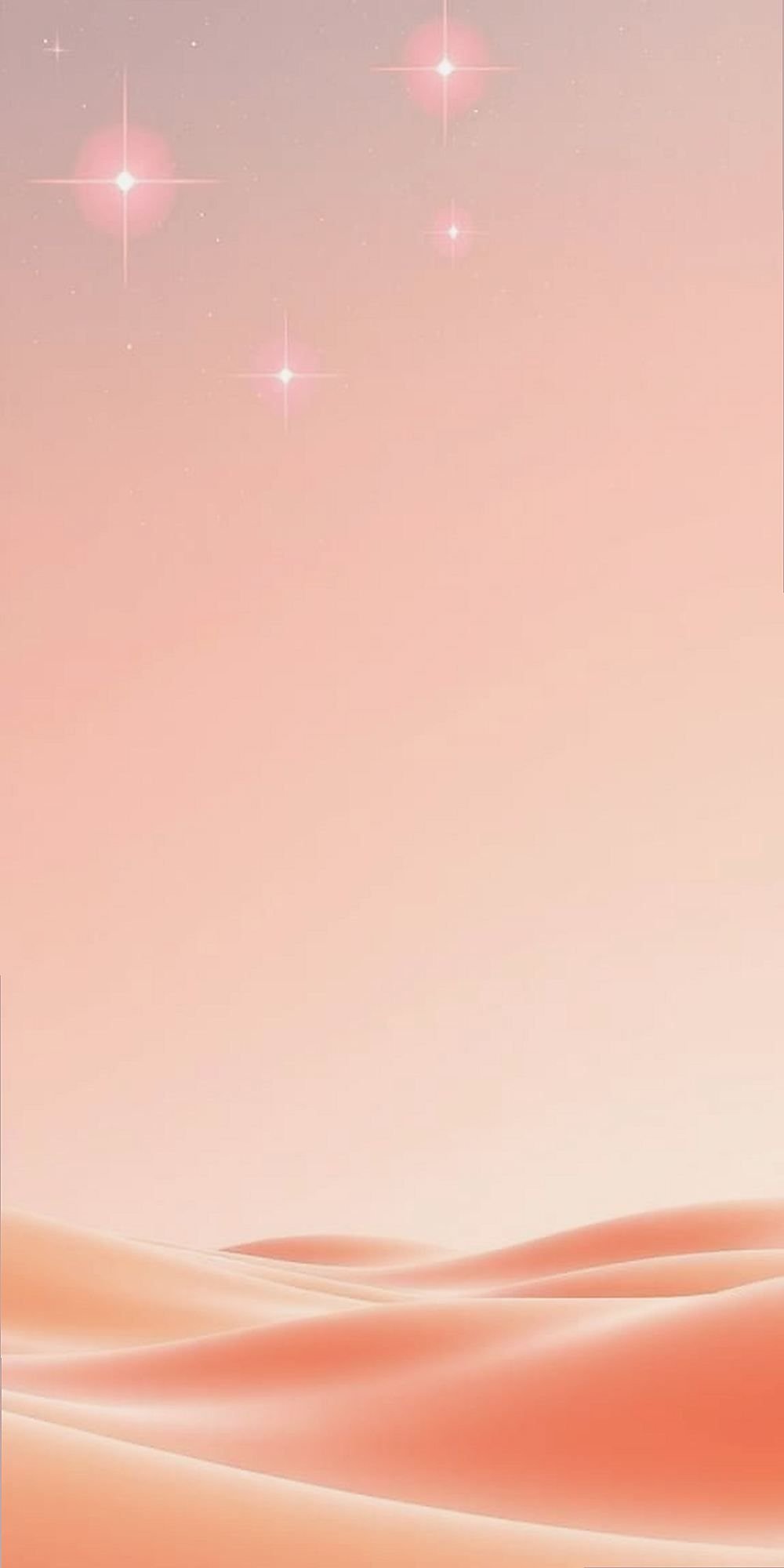 Soft Peach Horizon with Pink Star Bursts