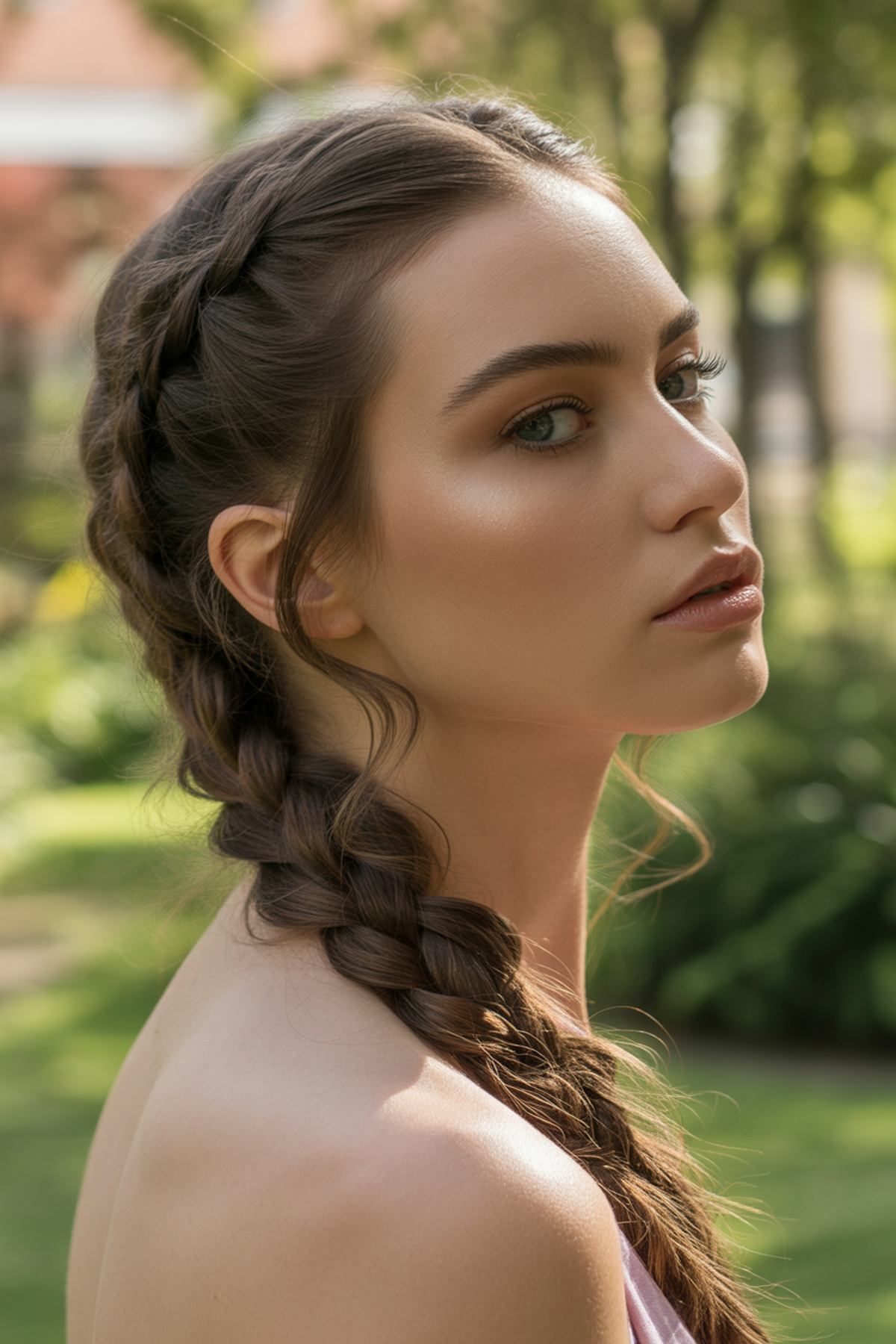 High Braided Bun for an Upscale Summer Look