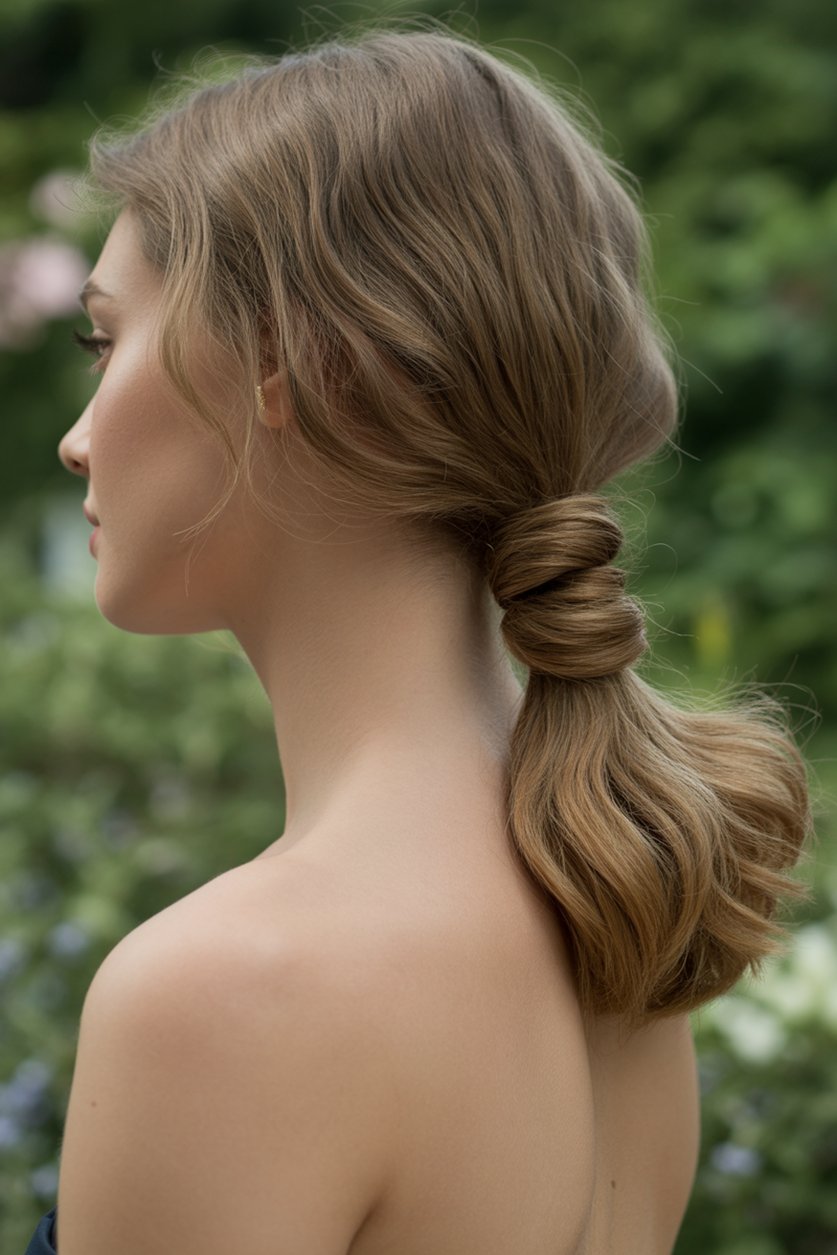 Low Ponytail With Wrapped Hair Detail