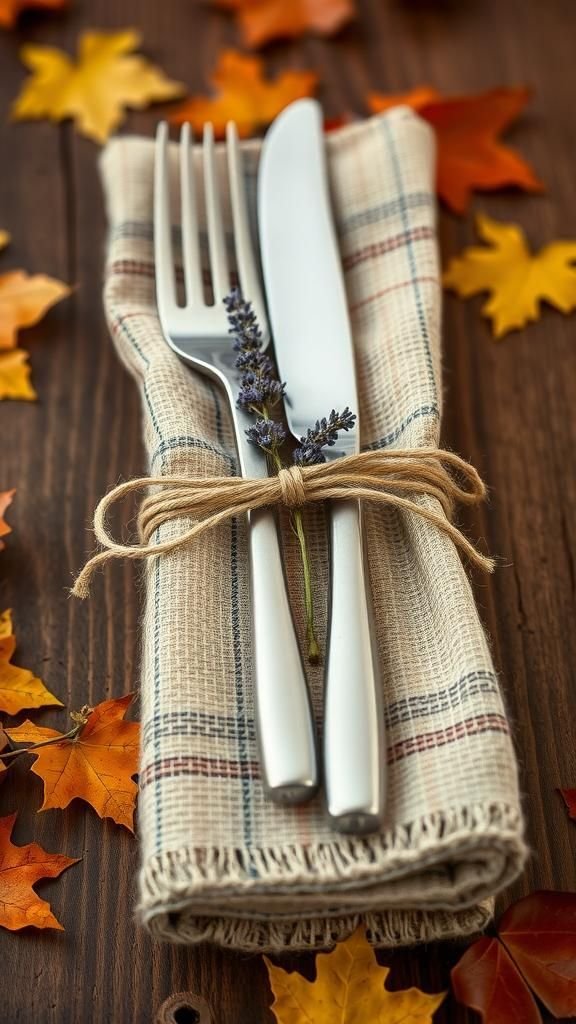 Using Twine To Tie Napkins And Cutlery