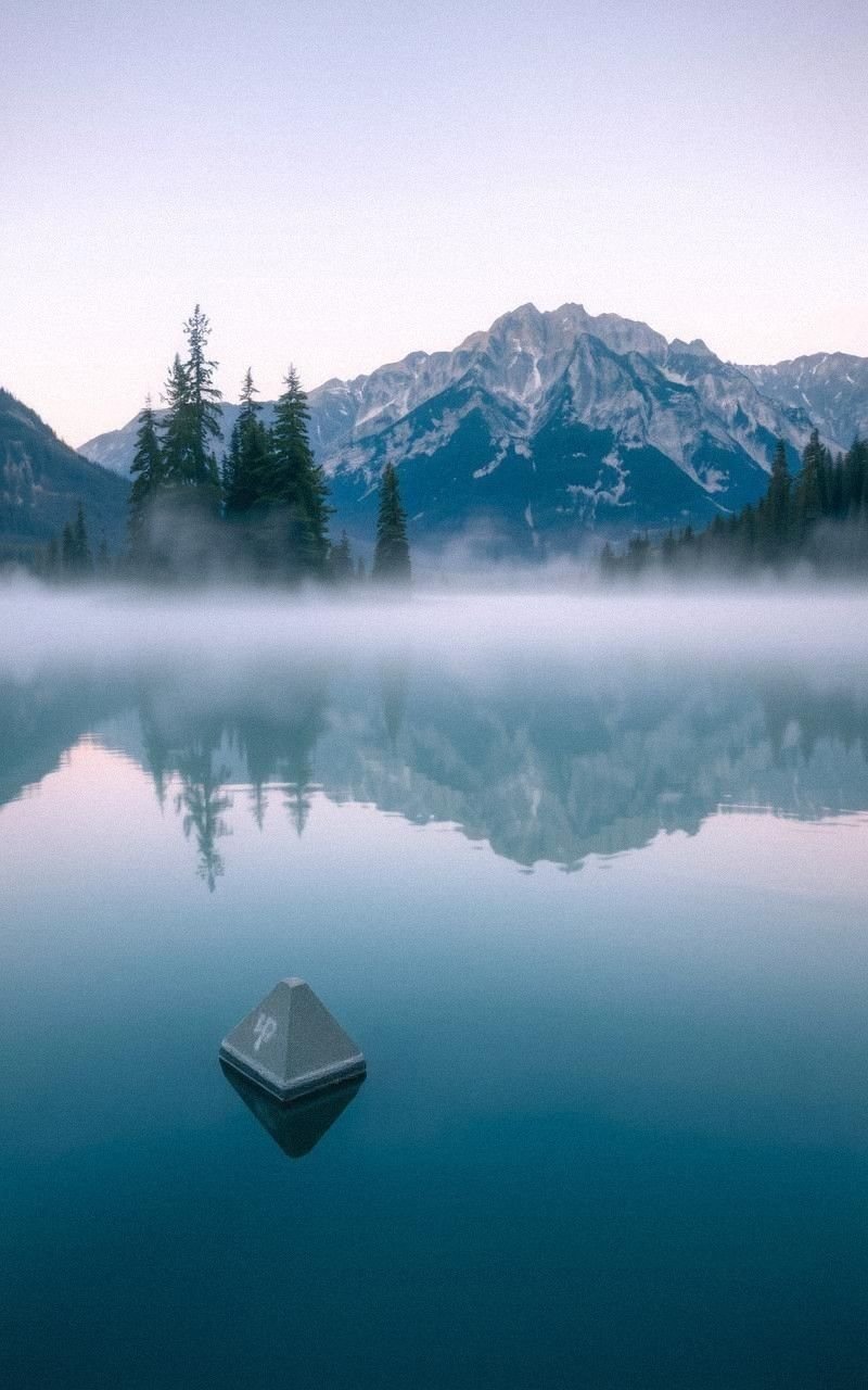 Misty Mountain Lake at Dawn Reflection