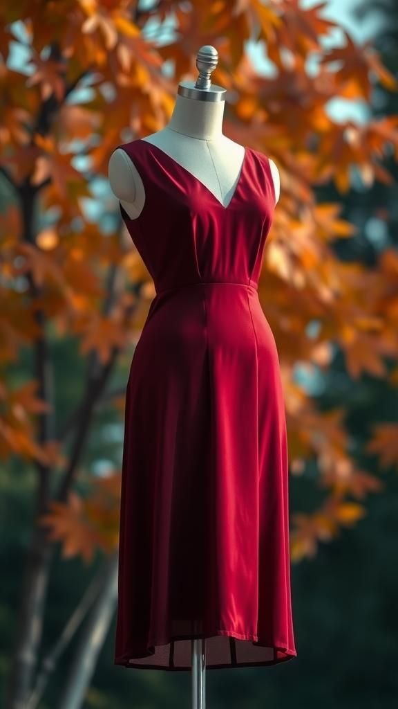 Elegant Midi Dress in Soft Autumn Shades