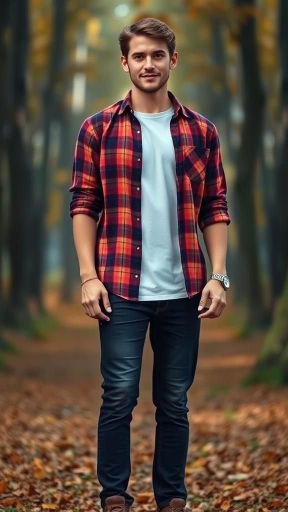 Plaid Shirt Layered Over a Basic Tee