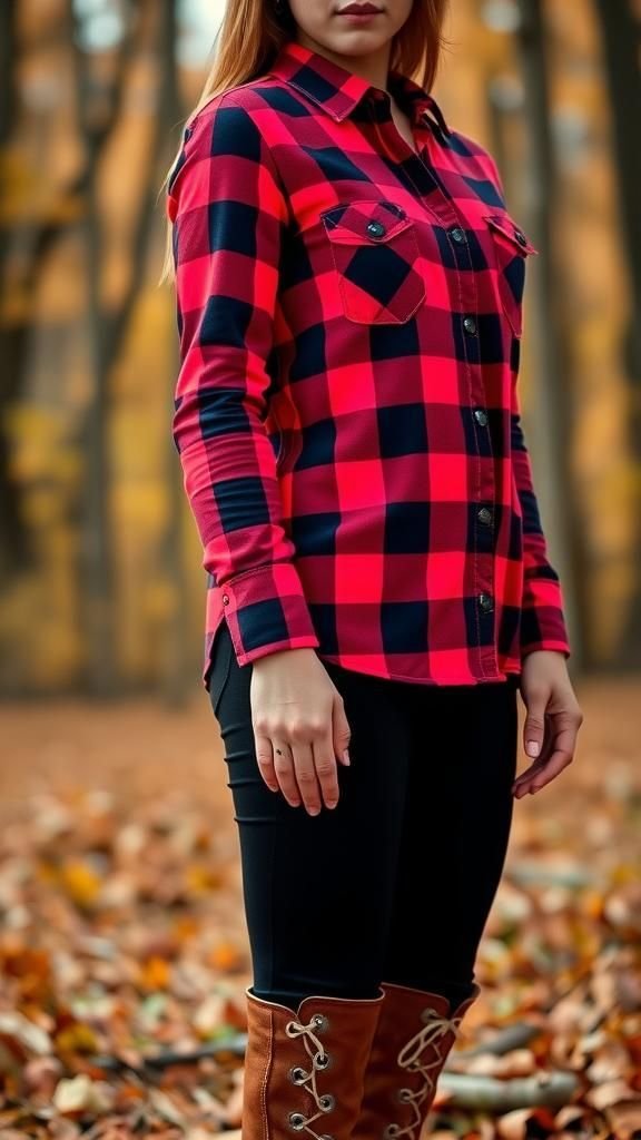 Soft Flannel Shirt With Leggings and Boots