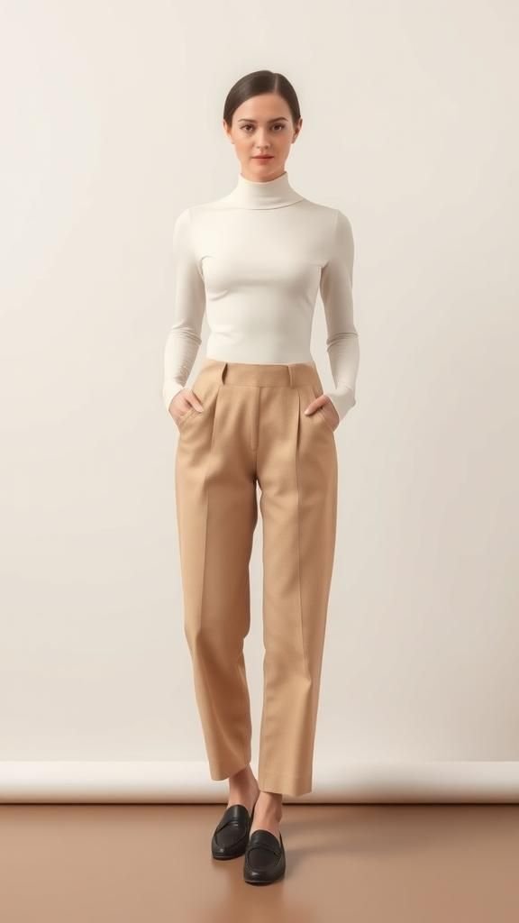 Turtleneck Top With High-Waisted Trousers