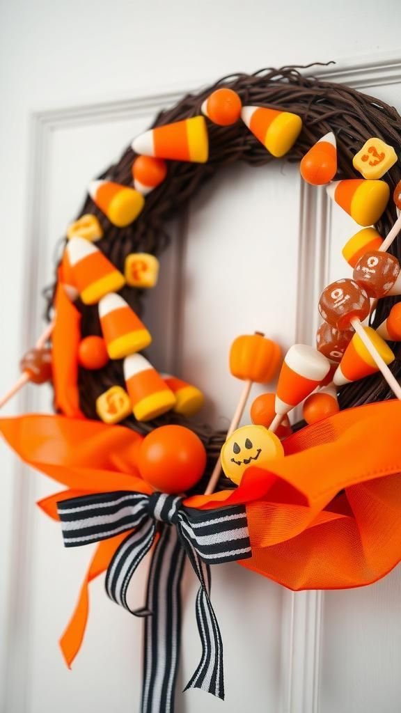 Candy Corn and Sweet Treat Halloween Wreath