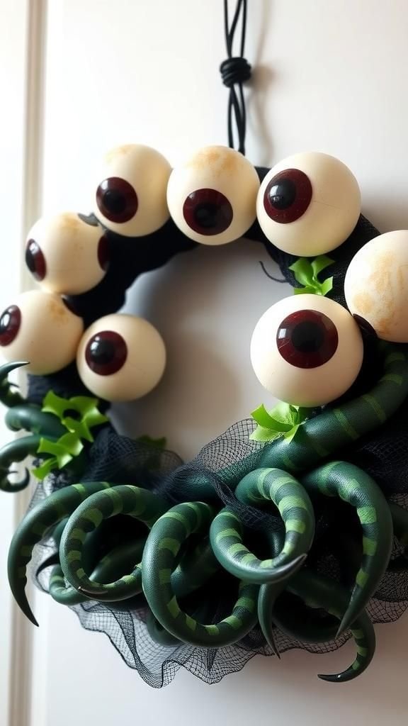 Eerie Eyeball and Tentacle Monster Halloween Wreath