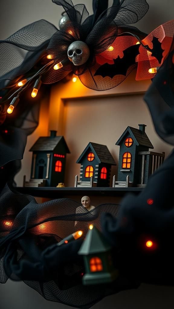 Haunted House Miniature Scene Wreath
