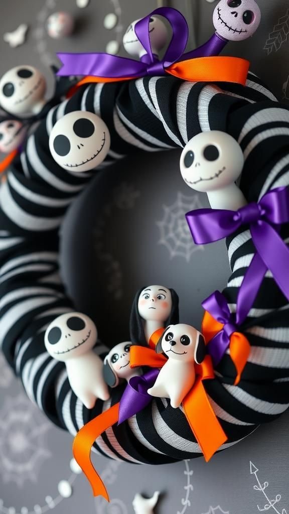 Nightmare Before Christmas Inspired Halloween Wreath