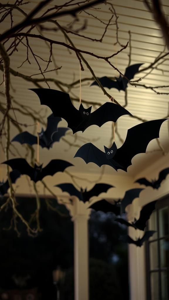 Creepy Hanging Bats Swirling in the Air