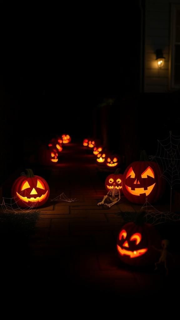 Eerie Glowing Pumpkin Pathway Lighting