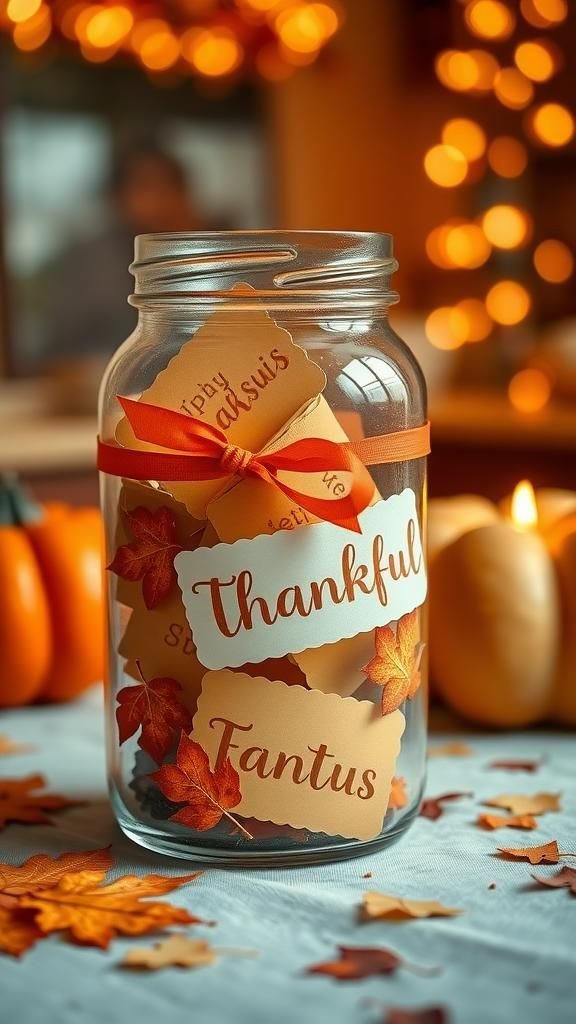 Gratitude Jar Filled With Thankful Notes