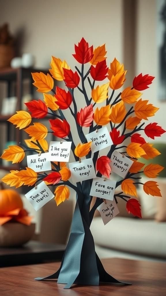 Gratitude Tree With Colorful Paper Leaves