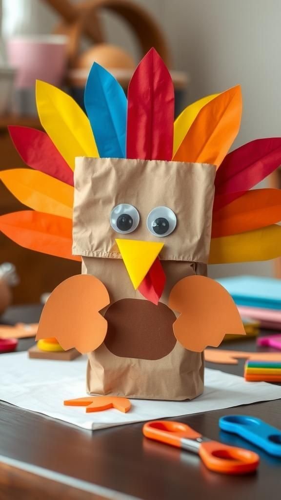 Paper Bag Turkey Puppet For Storytelling Play