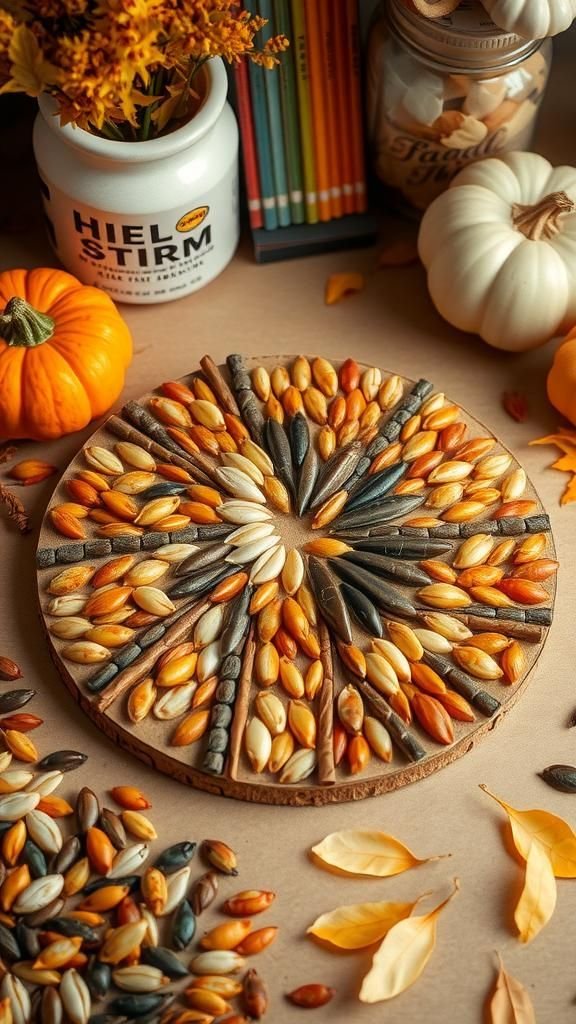 Pumpkin Seed Mosaic Art For Textured Creativity