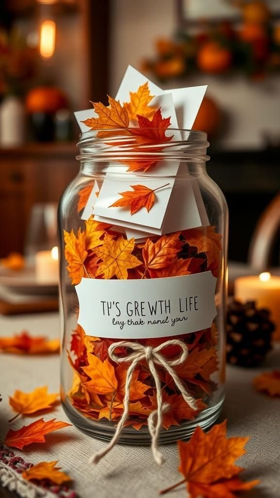 Colorful Jar with Autumn Leaf Confetti