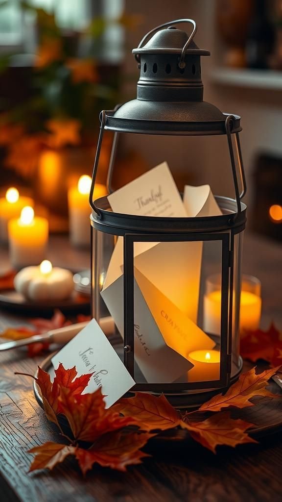 Repurposed Lantern as a Gratitude Container