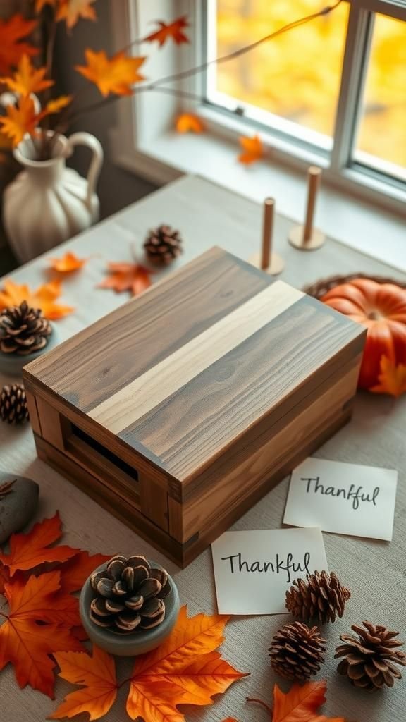 Rustic Wooden Box with Slotted Lid