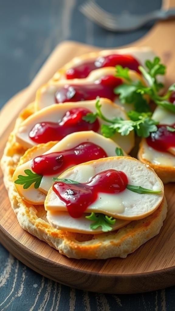 Cranberry and Turkey Flatbread with Arugula