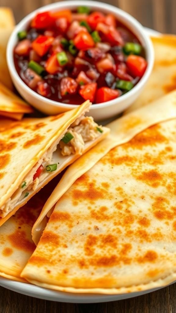 Leftover Turkey Quesadillas with Cranberry Salsa