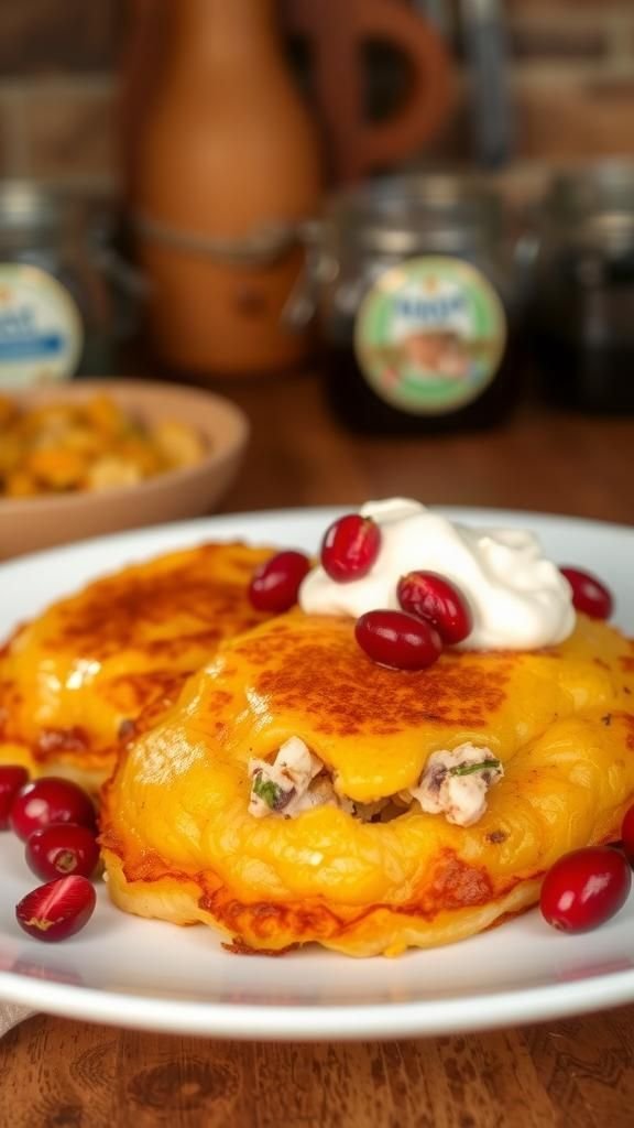 Mashed Potato Pancakes with Turkey Bits