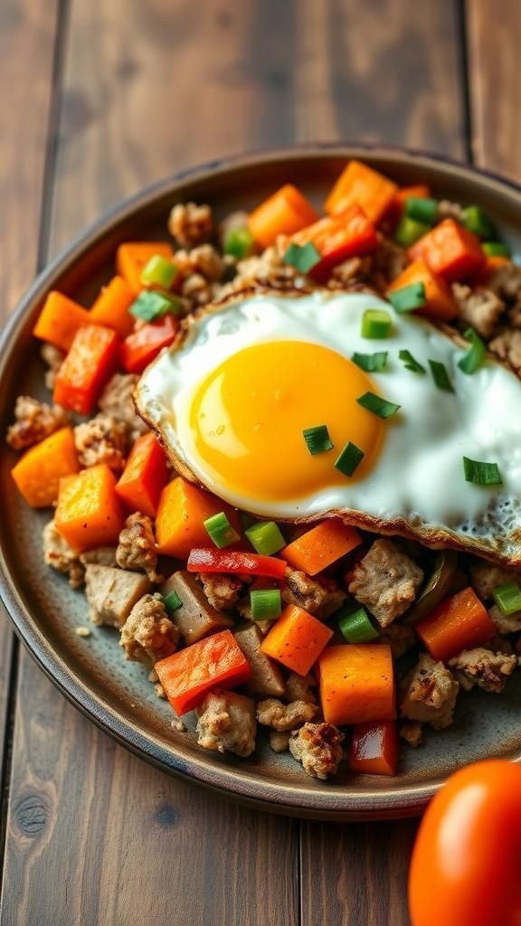 Turkey and Sweet Potato Hash Breakfast