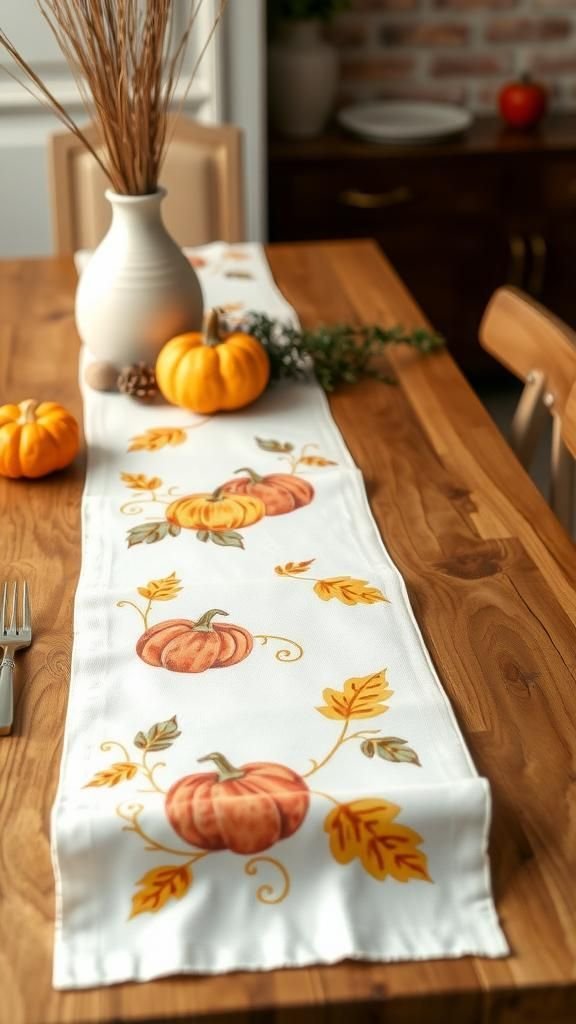 Hand-Painted Thanksgiving Motifs on Linen