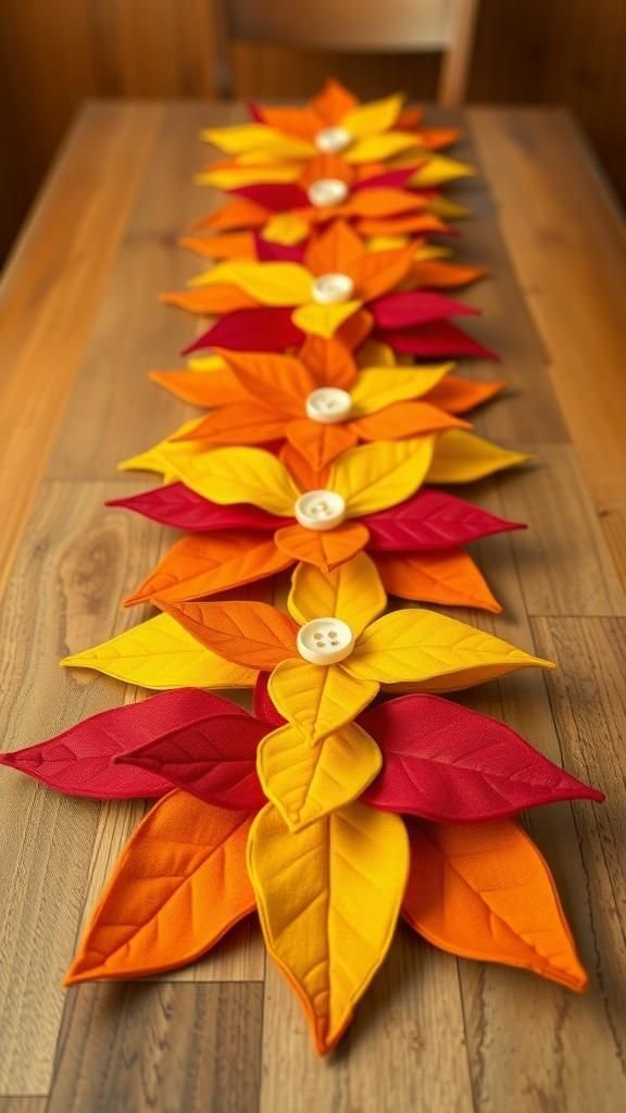 Layered Fabric Leaves with Button Centers