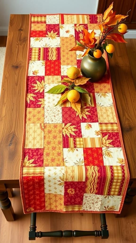 Patchwork Table Runner Using Autumn Fabrics