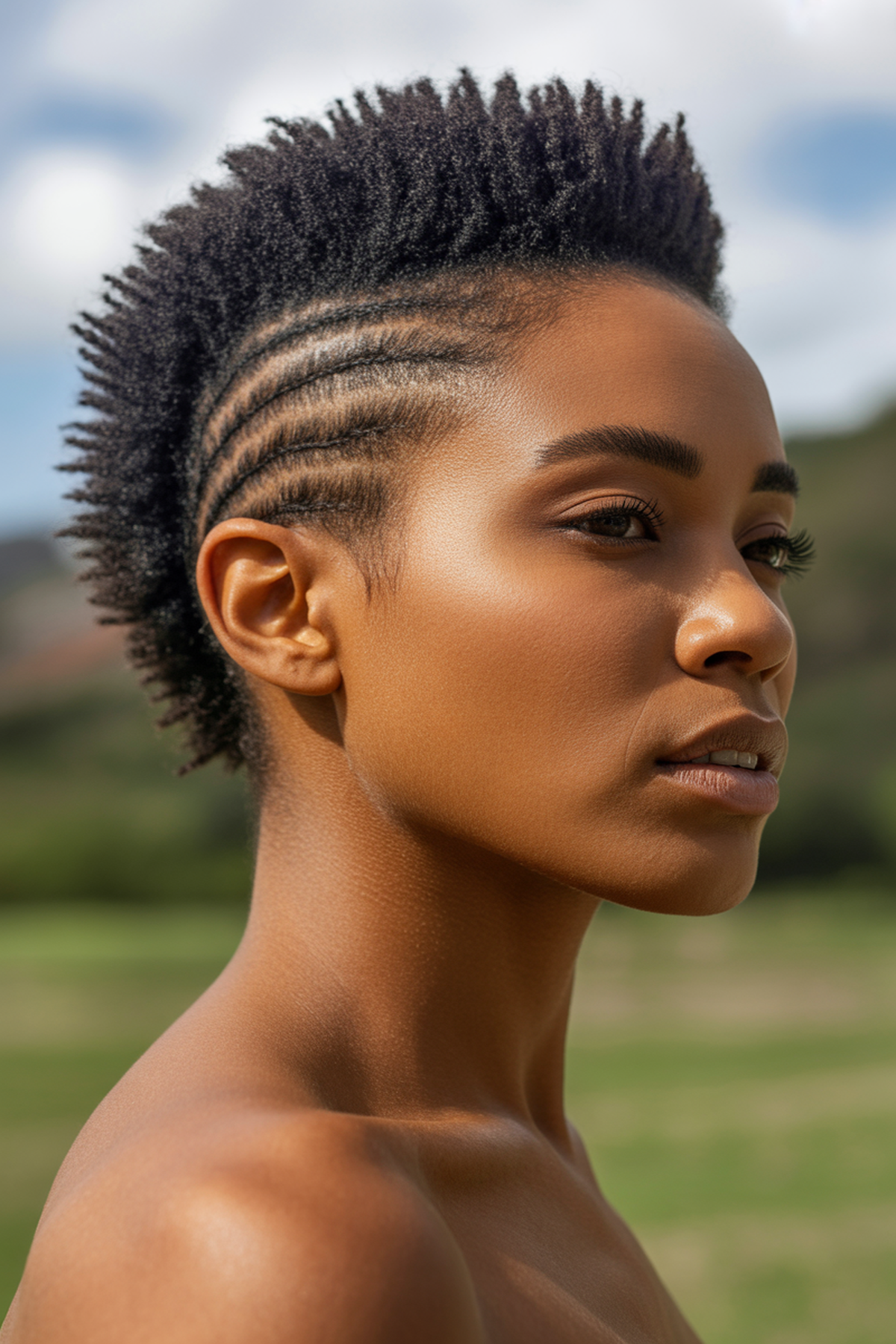 Curly Frohawk with Tapered Sides