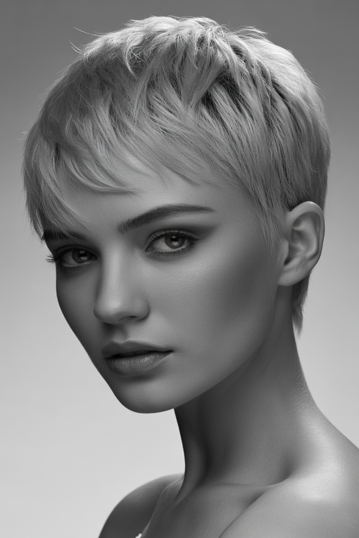 Geometric Pixie Cut with Sharp Edges