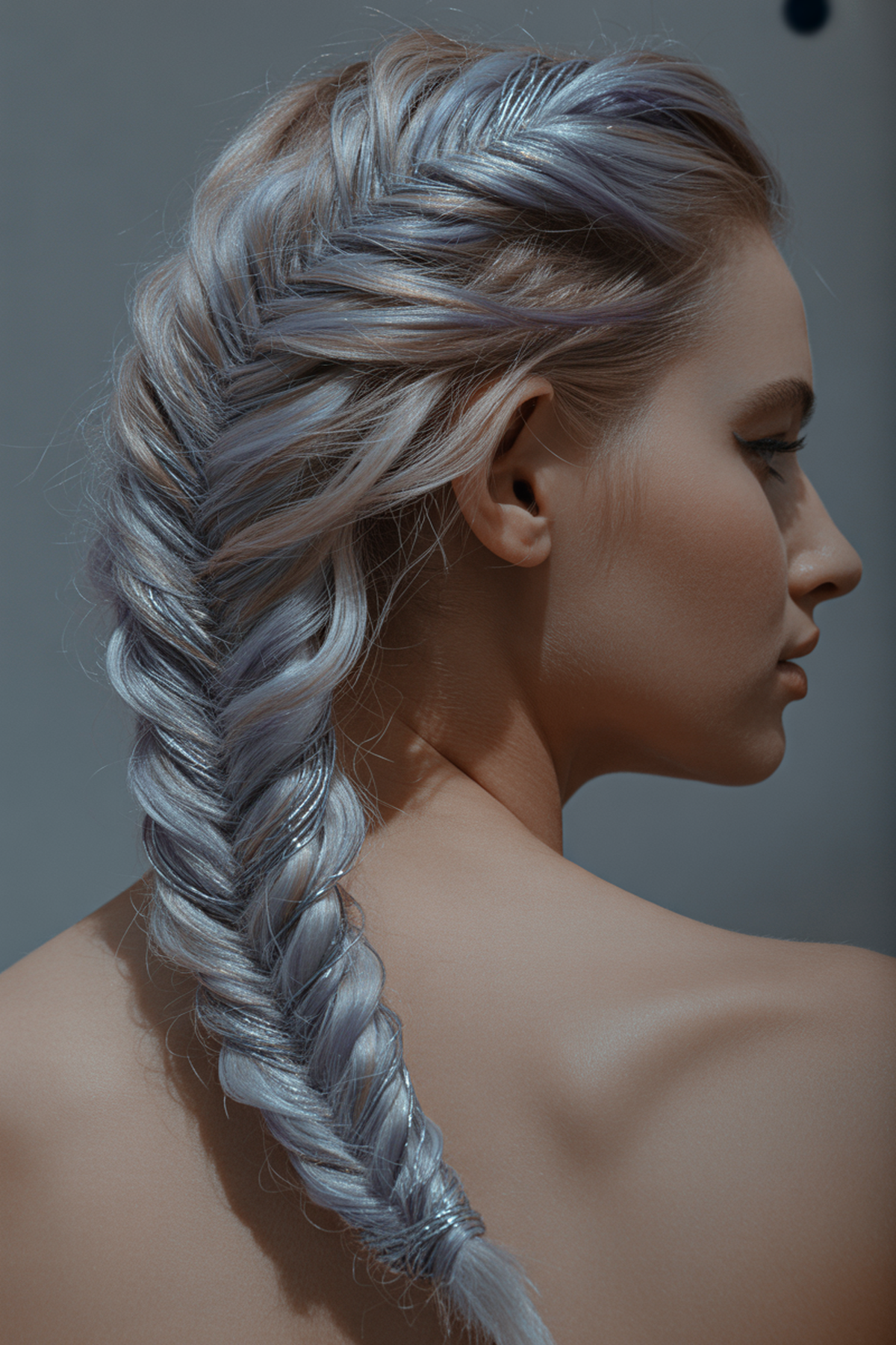 Intricate Fishtail Braid with Metallic Threads