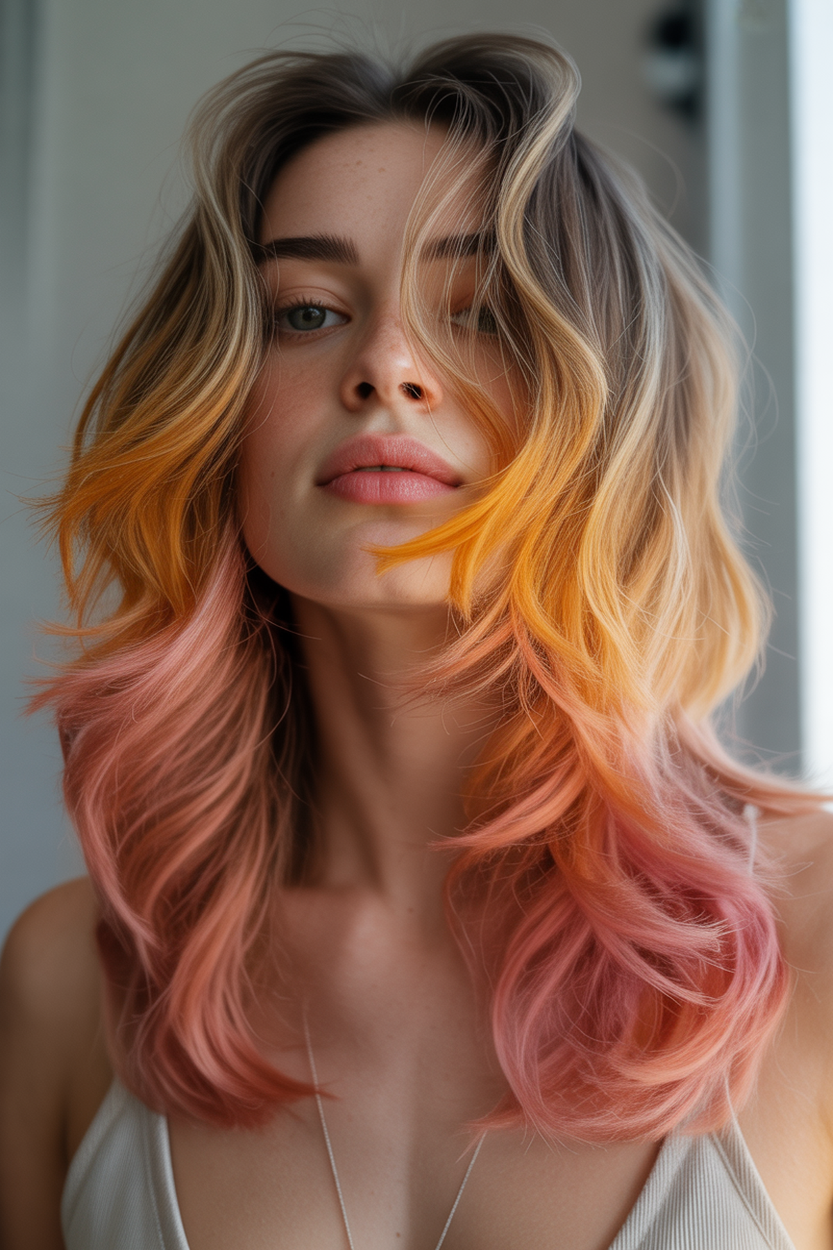 Layered Shag with Sunset Ombre Colors