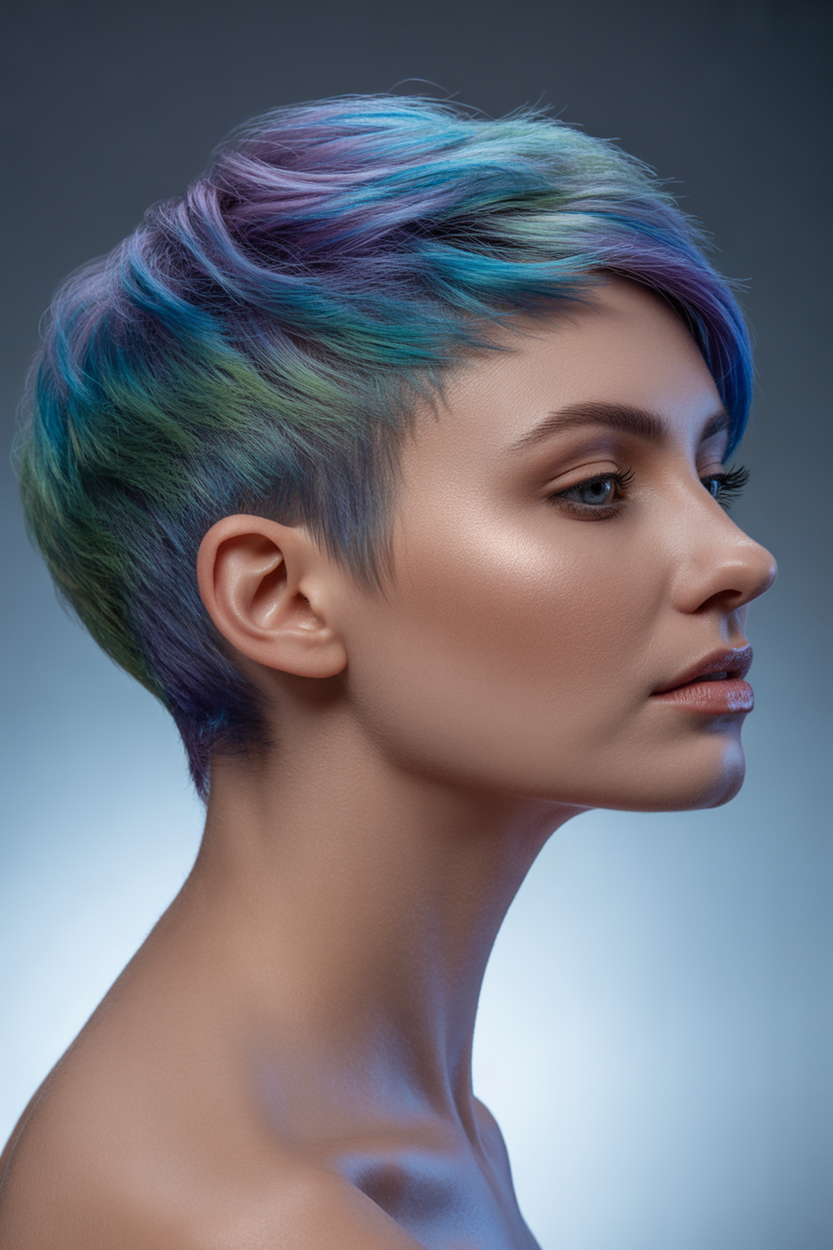 Pixie Cut with Iridescent Hair Dye