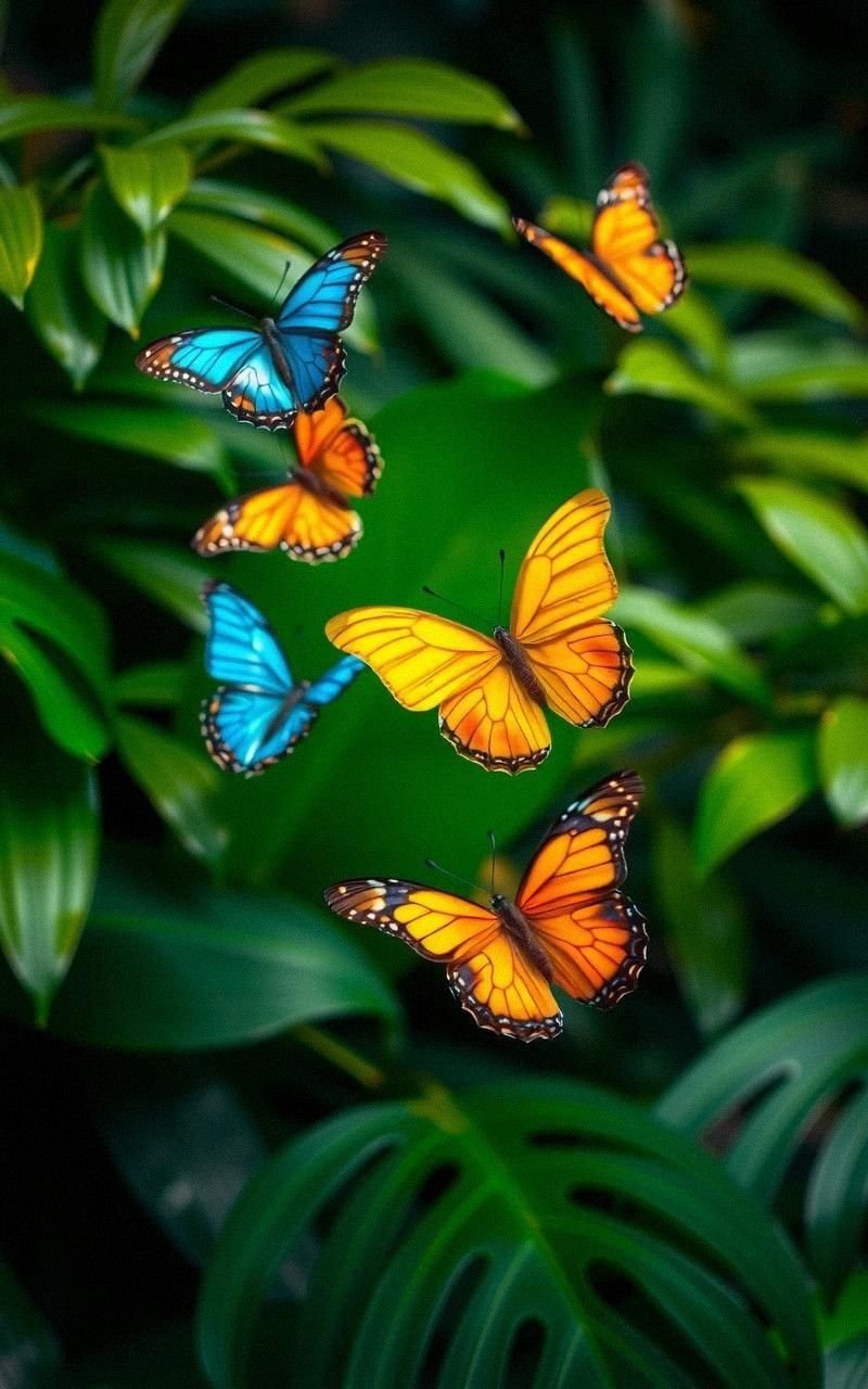 Tropical Butterfly Paradise in Lush Greenery