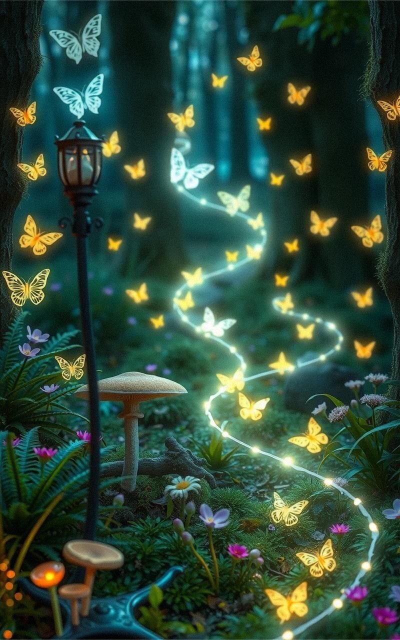 Whimsical Butterfly Trails in Enchanted Forest Gardens