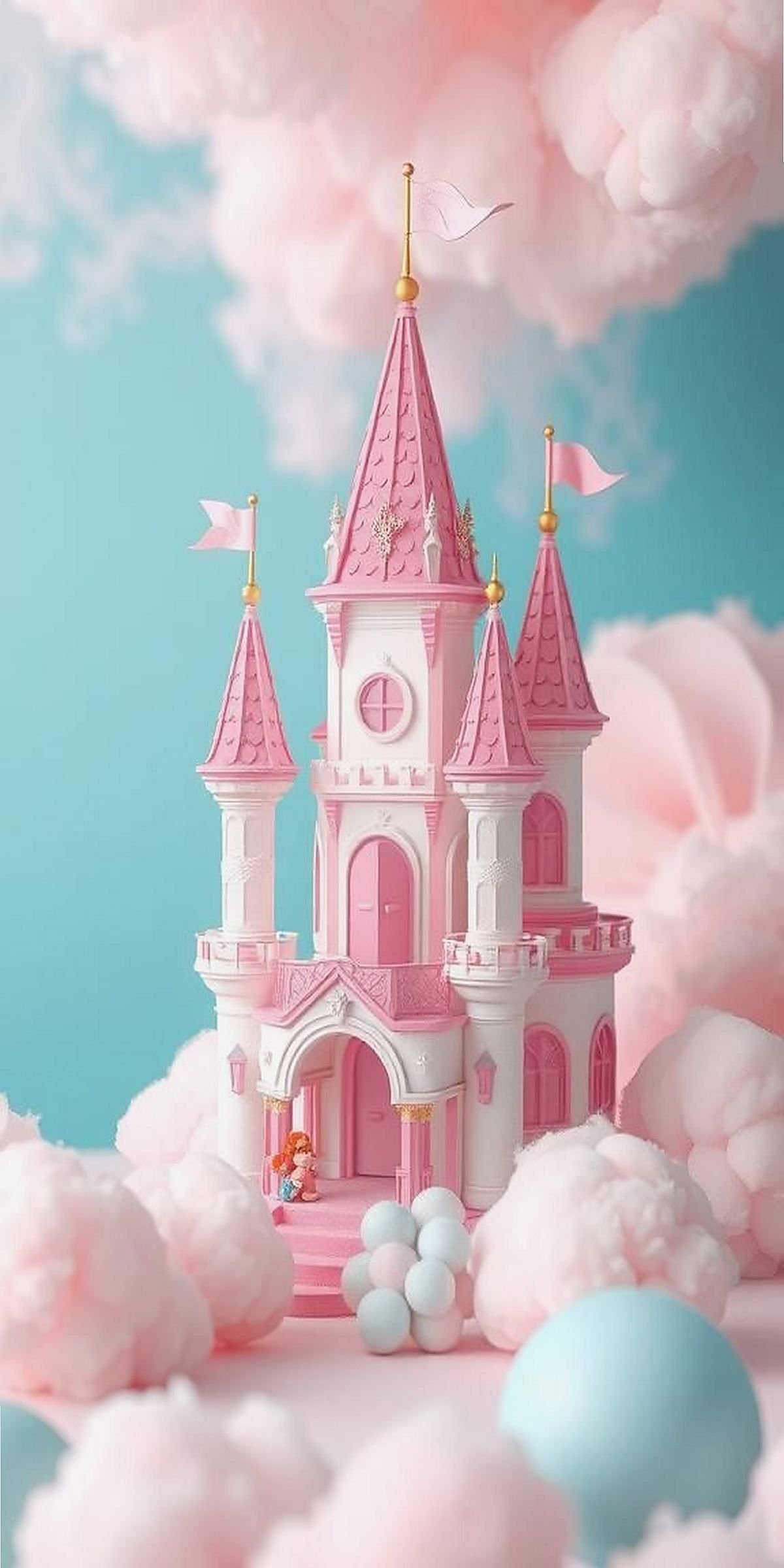 Candy-Colored Castle With Cotton Candy Clouds