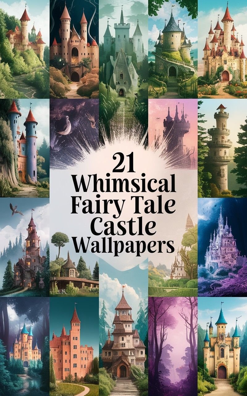 21 Whimsical Fairy Tale Castle Wallpapers collage 2