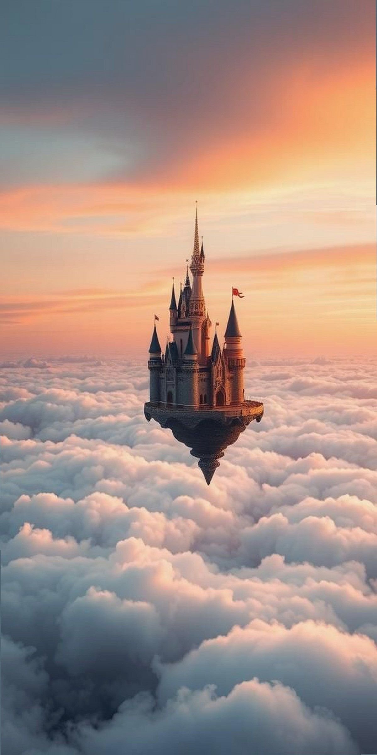 Floating Castle Above Cloud Sea at Sunrise