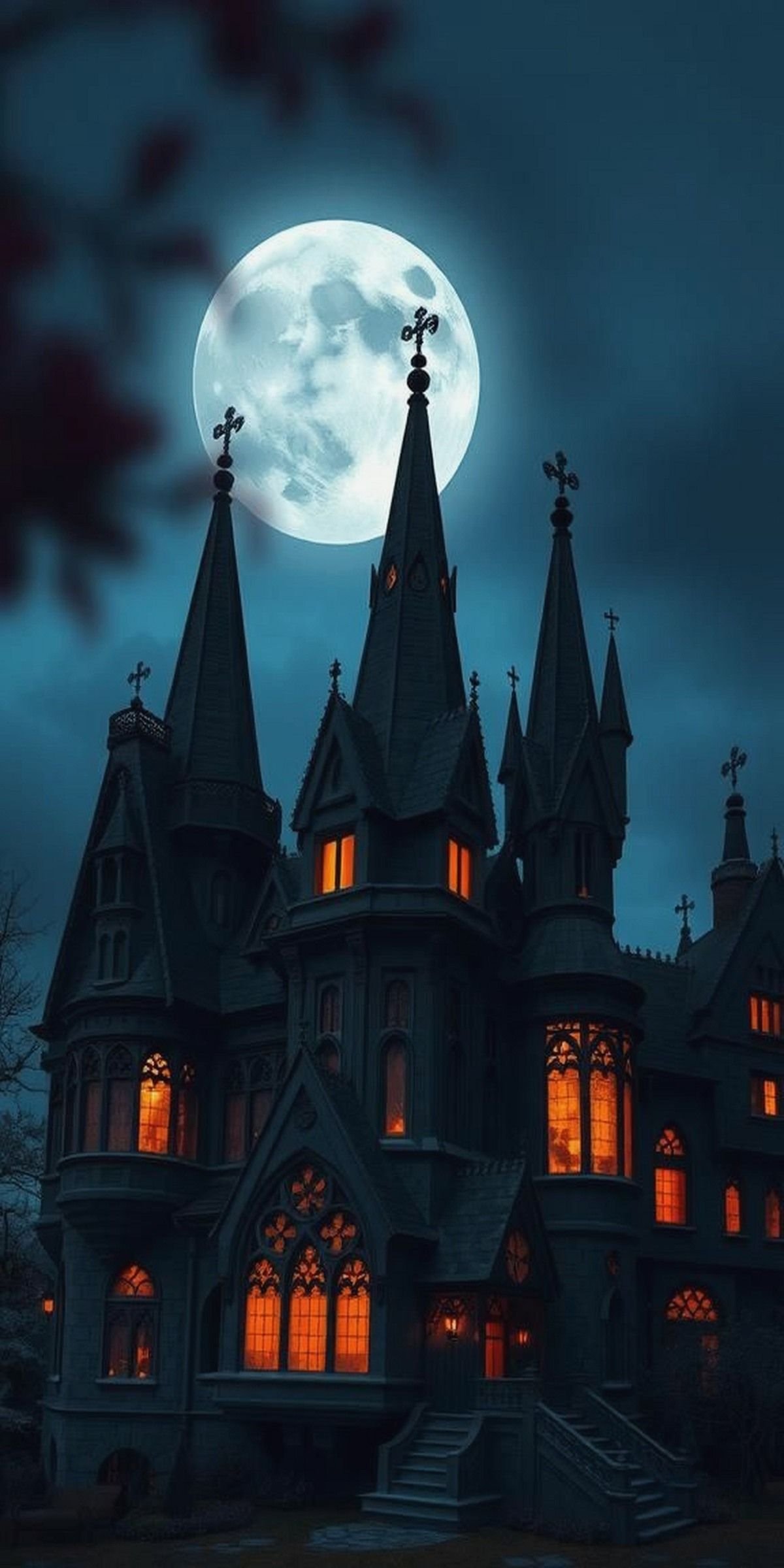 Gothic Fairy Tale Castle With Moonlit Sky