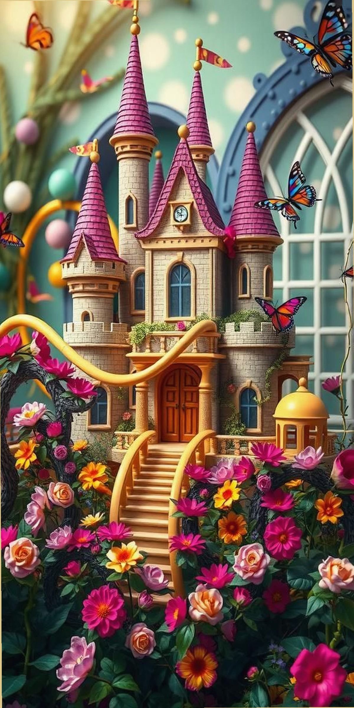 Storybook Castle Surrounded by Magical Garden