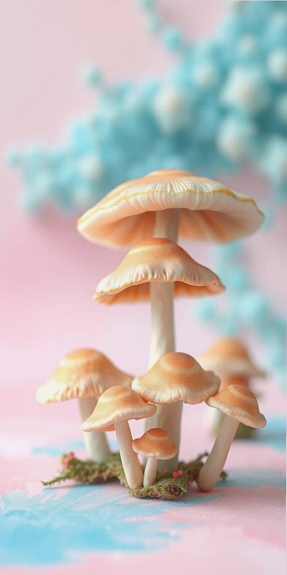 Delicate Watercolor Mushrooms On Pastel Background