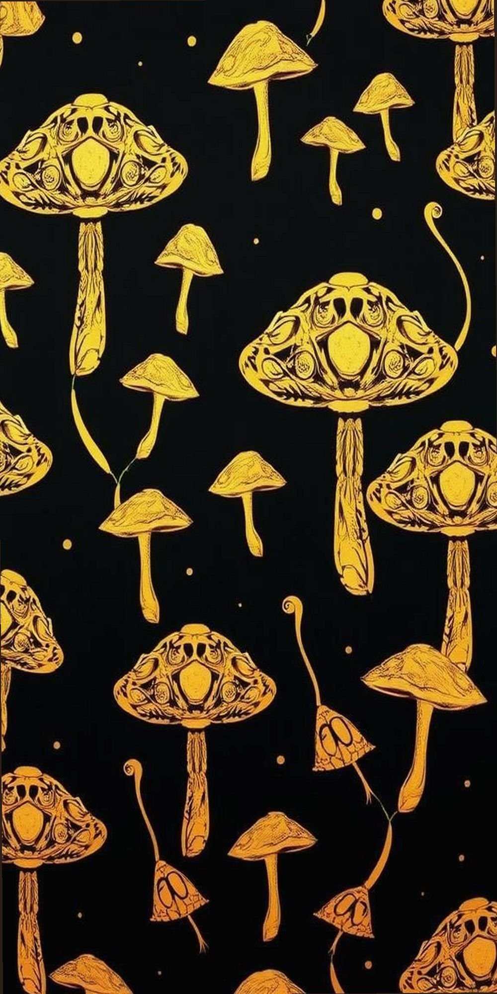 Elegant Gold-Accented Mushroom Pattern